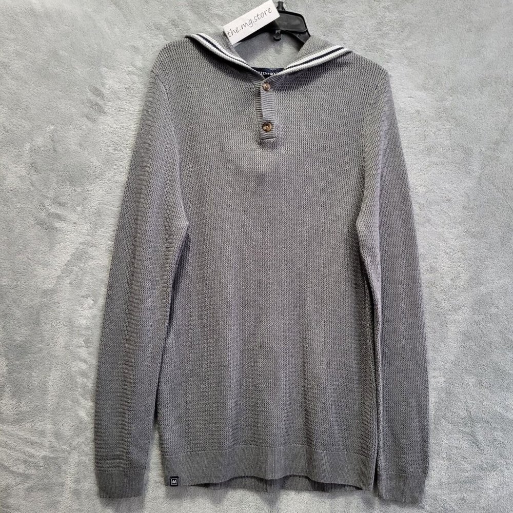 Mizzen + Main Sweater Mens Medium Cassady Hoodie Henley Pullover Button